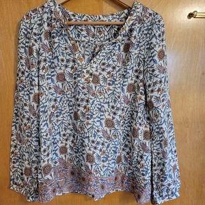 Lucky brand floral paisley peasant blouse size small